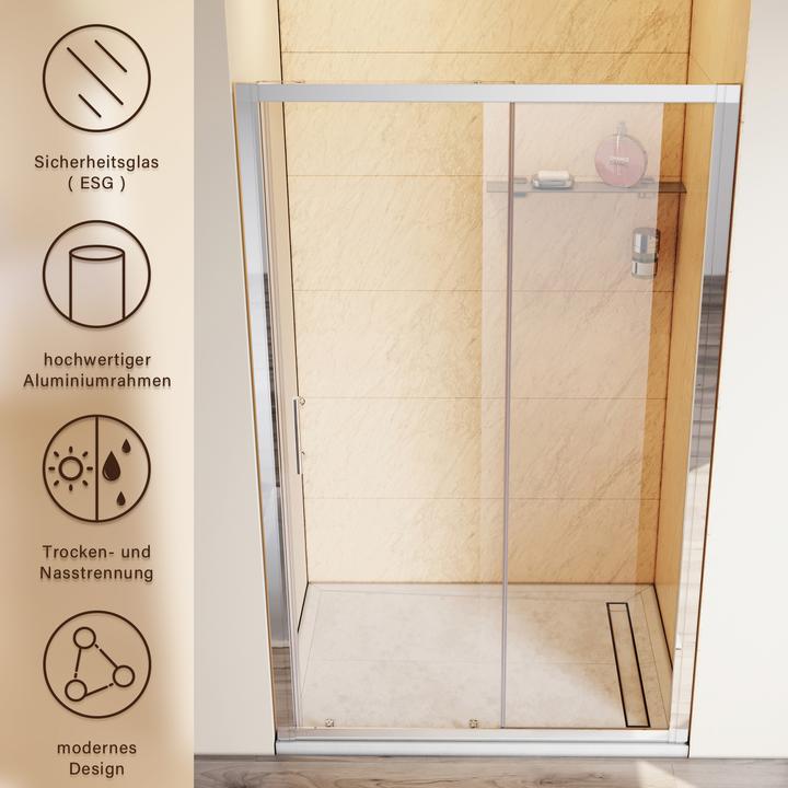 Produktbild SONNI Duschabtrennung Nischentr Duschtren 120 x 185cm Duschtr Glas ESG 5mm (120 cm, 170 cm, 185 cm)