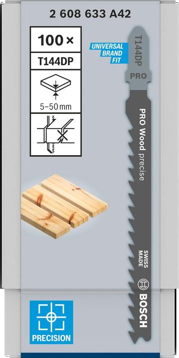 Produktbild Bosch Professional Zubehör PRO Wood precise T144DP Stichsägeblatt, 100 mm, 100-tlg.