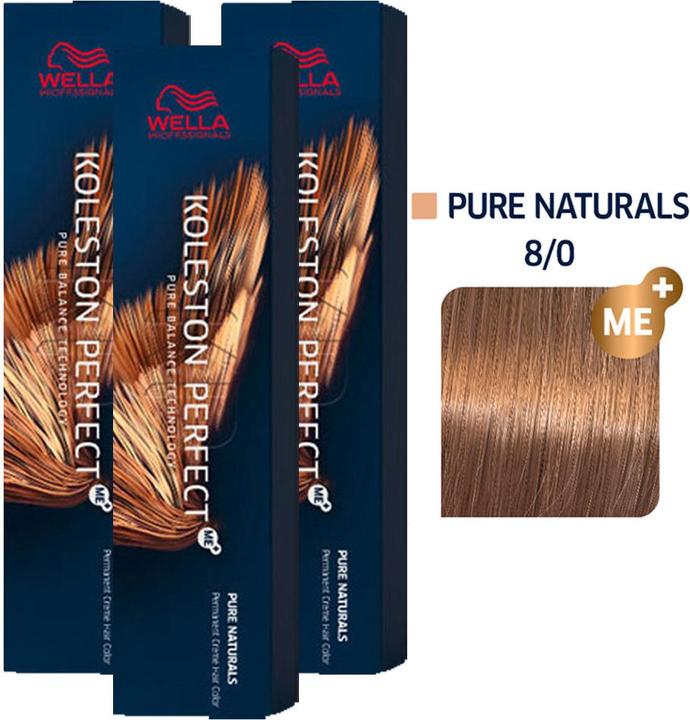 Immagine prodotto Wella Koleston Perfect ME+ Pure Naturals Set di 3 8/0 Biondo Chiaro (0, 8)