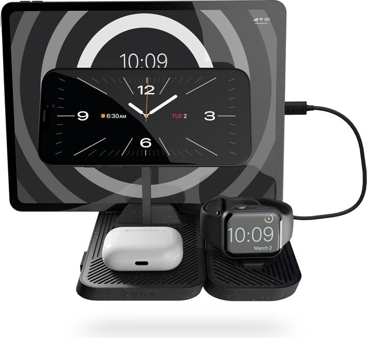 Produktbild Zens 3-in-1 MagSafe Draadloze Oplader met iPad Houder Zwart (65 W)