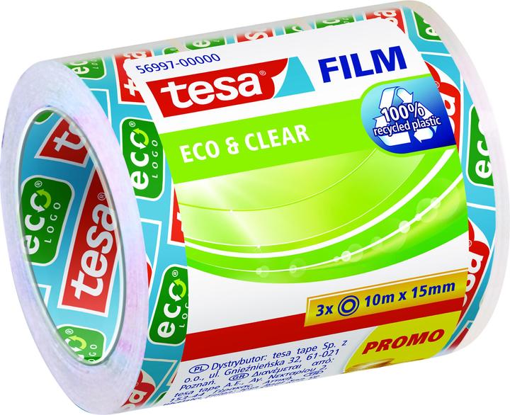 Produktbild tesa 3x tesafilm ECO & CLEAR, lösungsmittelfrei und alterungsbeständig (15 mm)