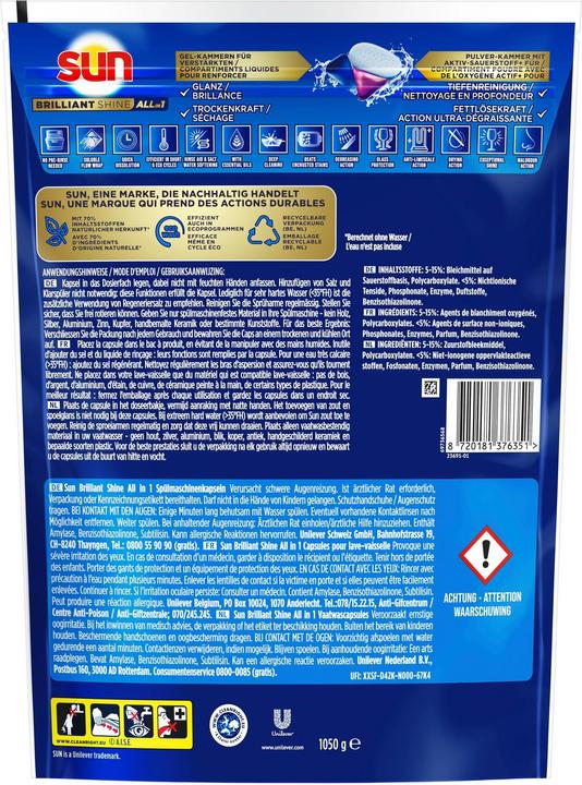 Actual product image Sun Dishwasher Detergent Brilliant Shine All-in-1 Caps 70 Caps (Feast)