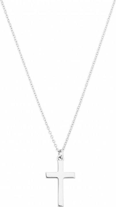 Image du produit Chaine et croix, or blanc 14 K (Or blanc 14 K (585), Rhodié)
