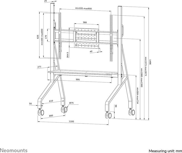 Actual product image Neomounts FL50-525BL1/WH1 (Universal, 86", 76 kg)