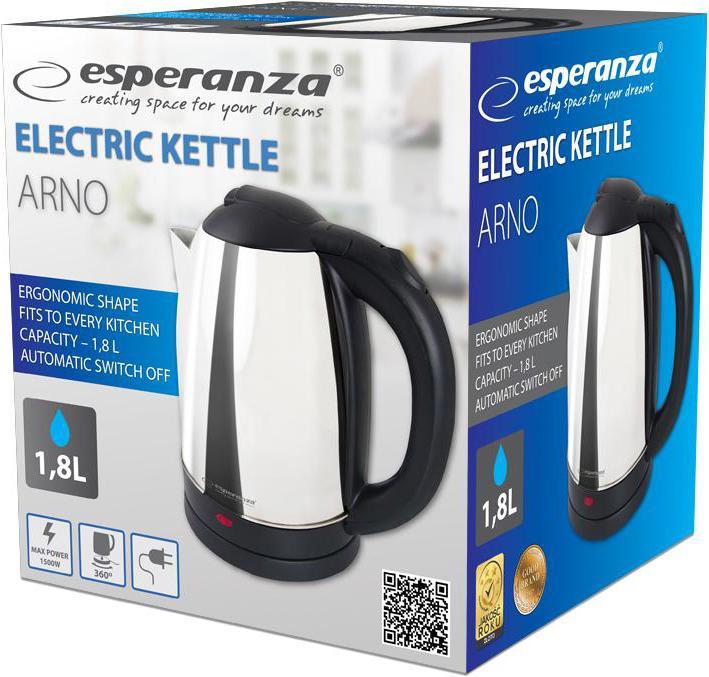Produktbild Esperanza EKK035S Electric kettle 1.8 L 1500 W Silver (1.80 l)