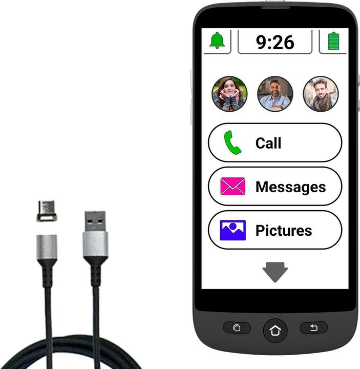 Actual product image Swissvoice S510M Case Senior Smartphone - 4G +- SOS knop - Android 12 - Whasapp - Met nomad case en koord