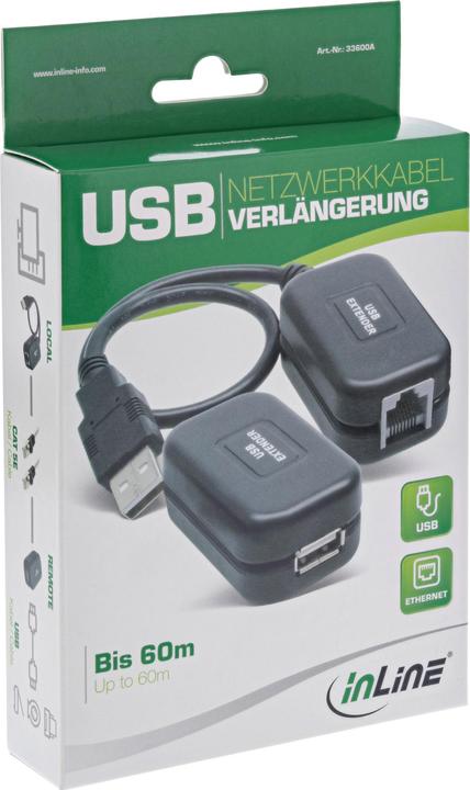 Actual product image InLine ® USB extension, up to 60m via network cable RJ45 Cat. 5e (60 m, USB 1.1)