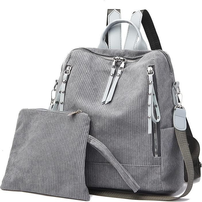 Produktbild Only-Bags.Store Schicker Cord-Rucksack - geräumig & vielseitig mit verstellbaren Riemen, Reissverschluss für den
