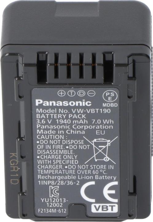 Image du produit Panasonic Vw-Vbt190e-K (Batterie)