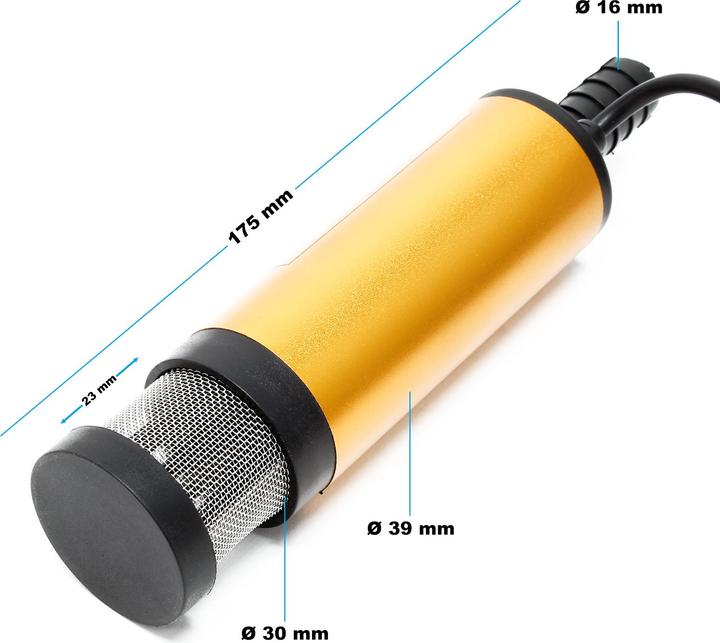 Actual product image Wiltec Mini Submersible Pump with Intake Grille 12l/min and 8700rpm for Water and Diesel