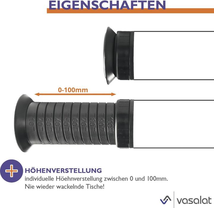 Produktbild Vasalat CAMAR Tischfuss Zoom höhenverstellbar 1100-1200mm, Stahl silber