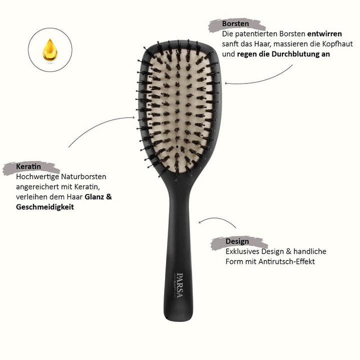 Produktbild Parsa Beauty Parsa Keratin Care & Shine Haarbürste gross, oval, schwarz
