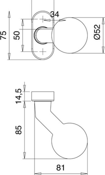Actual product image EDI Profile door knob 2033/4010 Material stainless steel EST fixed/rotatable (Door knob)
