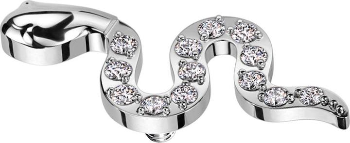 Image du produit Star Piercing Dermal Anchor serpent argenté cristaux argentés (sans laiton, Titane G23)