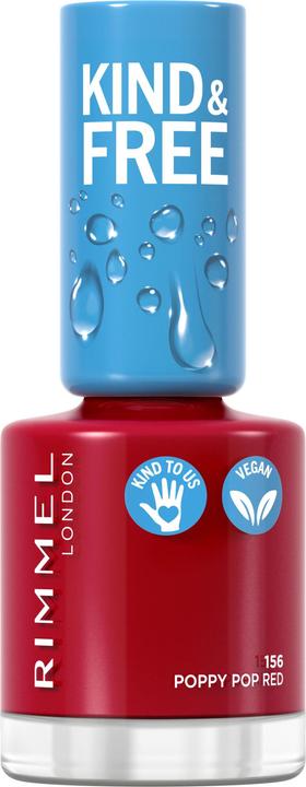 Produktbild Rimmel London RIMMEL Kind & Free Clean Nail Polish lakier do paznokci 156 Poppy Pop Red 8ml (156 Poppy Pop Red, Farblack)