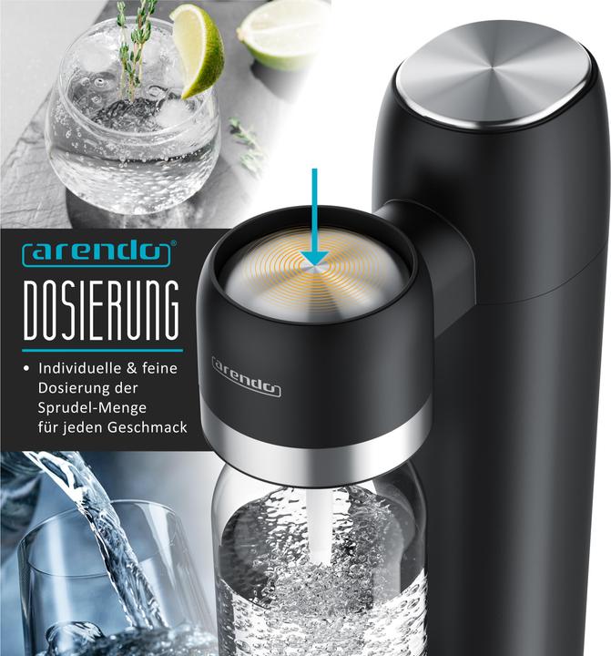 Actual product image Arendo Wassersprudler Soda Maker + 2x 1000ml Flasche, Soda Streamer mit Wasserflaschen für 60l CO2 Zylinder