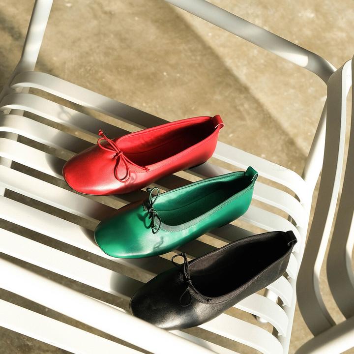 Produktbild La Redoute Collections Lederballerinas mit Schleife (38)