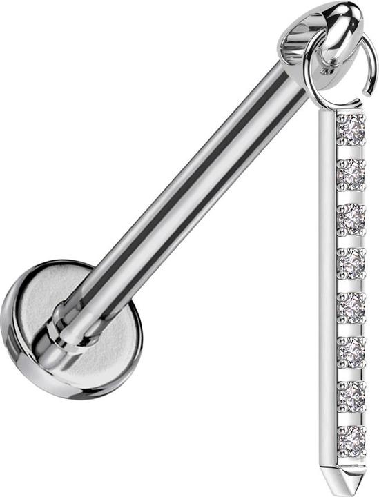 Image du produit Star Piercing Micro Labret Filetage intérieur argent Cone argent Pendentif Barre Cristaux argent (sans laiton, Titane G23)