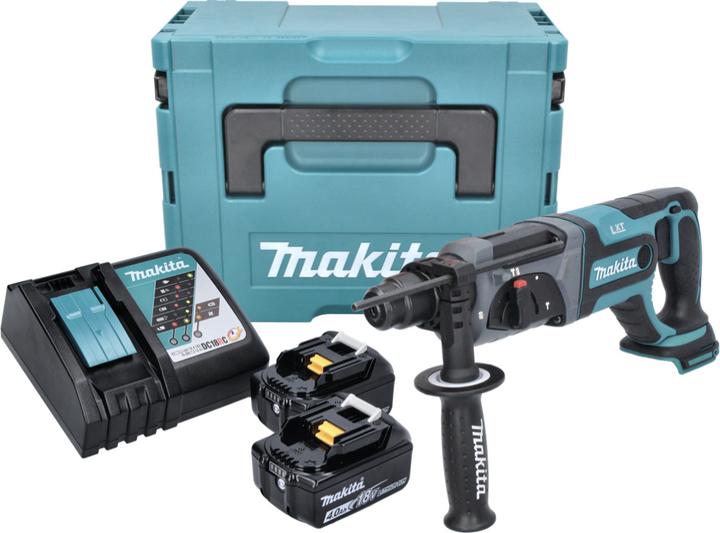 Actual product image Makita DHR 241 RMJ Cordless Rotary Hammer SDS-Plus 18V + 2x Batteries BL 1840 4.0 Ah + 1x Fast (Rechargeable battery operated)