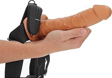 Produktbild RealRock Vibrating Hollow Strap-on No Balls - 10" / 24,5 cm