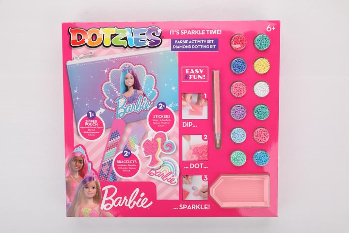 Produktbild Diamond Dotz DOTZIES® Original Diamond Painting Set Barbie mit 5 Motiven: 1 Mäppchen, 2 Armbänder 21 x 2 cm, 2 Au