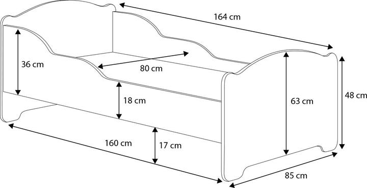 Produktbild ADRK Furniture Bett mit Matratze AMADIS CAR ZIGZAG 160x80 (160 x 80 cm)