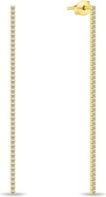 Brilio Silver - Long glittery gold plated earrings EA994Y