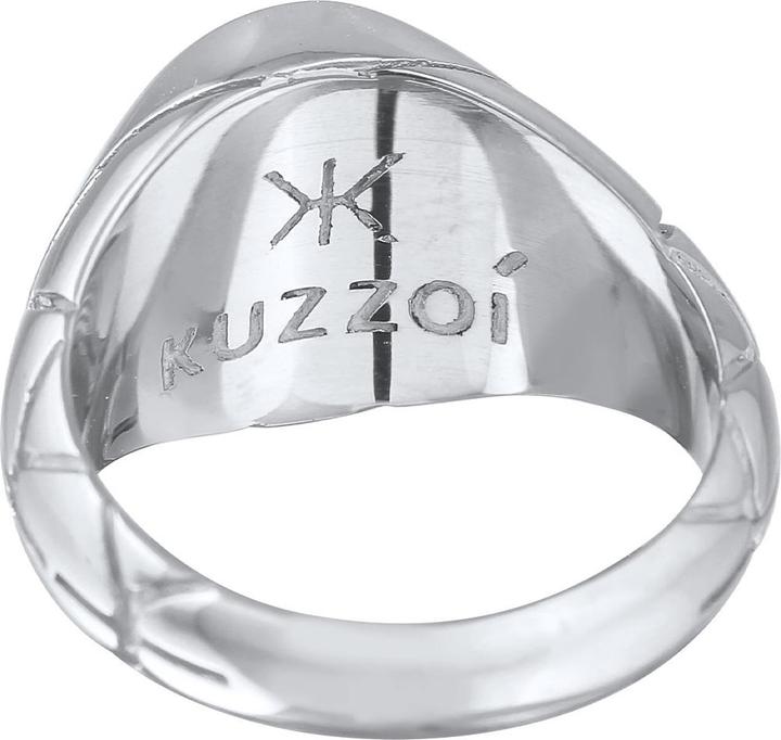 Actual product image Kuzzoi Ring Basic Mens Signet Ring Oval Enamel 925 Silver (62, 925 Silver)