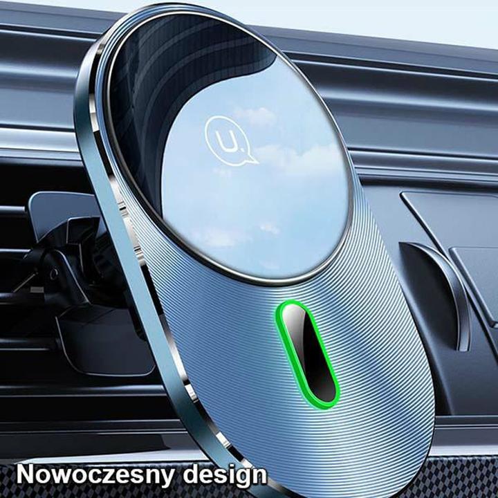 Image du produit Usams Uchwyt indukcyjny Magnetic Car Wireless Charging 15W do kratki went. szary/grey CD170DZ01 (US-