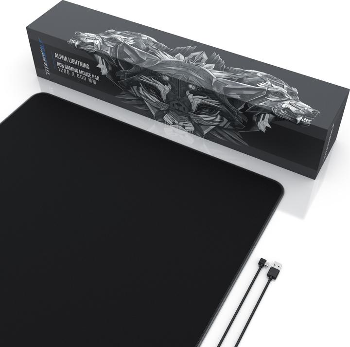 Actual product image Titanwolf RGB Gaming Mauspad, Mausmatte XXXL 1200 x 600mm verbessert Präzision & Geschwindigkeit, schwarz (XXL)