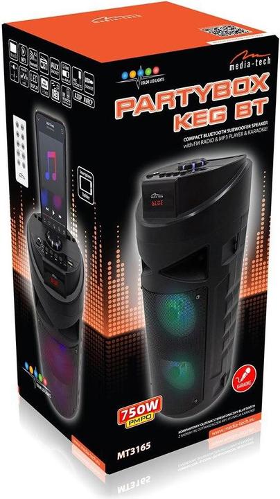 Productafbeelding Media-Tech Draagbare luidspreker PARTYBOX KEG BT MT3165, 30W RMS, Bluetooth, Karaoke, USB, MicroSD (8 h, Voeding via USB)