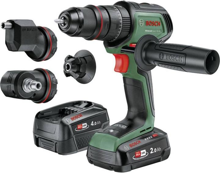 Auxiliary handle, Angle attachment, AL 18V-44 charger, Screwdriver bit, Magnetic cap, Carrying cases, Eccentric attachment, 1x rechargeable battery PBA 18V 4.0Ah, 1x rechargeable battery PBA 18V 2.0Ah