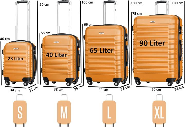 Image du produit Zelsius Set de 4 valises rigides avec serrure à combinaison (90 l, Bagage à main (jusqu'à 50l), XL (à partir de 115l))