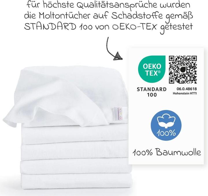 Produktbild Makian Moltontücher Moltontuch 5er Pack 80 x 80 - Weiss (80 cm, 80 cm)