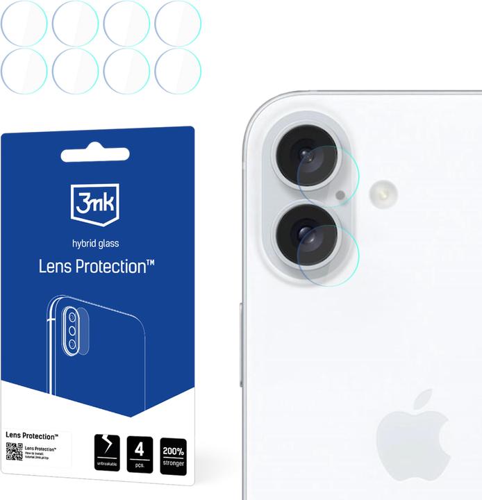 Productafbeelding 3MK Lens Protect iPhone 16 Ochrona na obiektyw aparatu 4szt (4 Stuk, Apple iPhone 16)