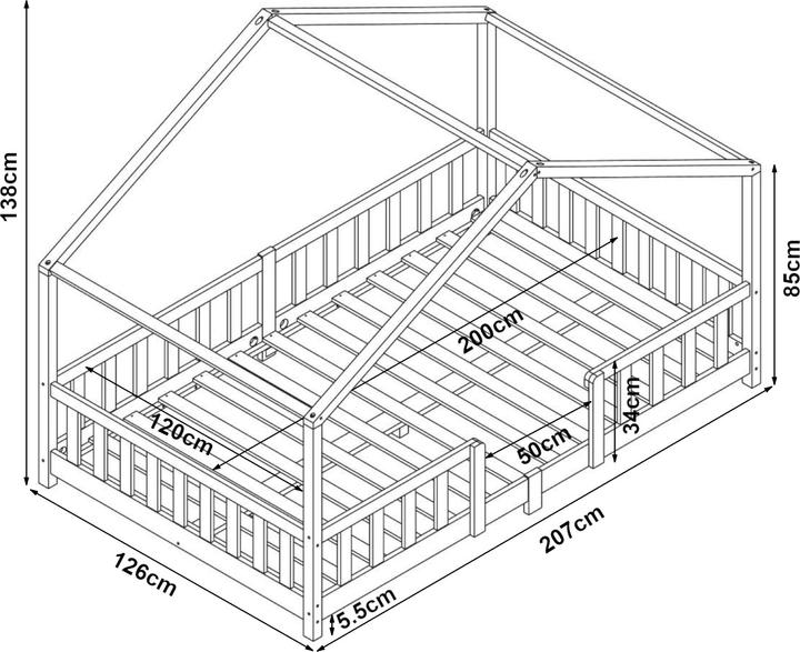Actual product image En.Casa Treviolo children's bed 120x200 cm with cold foam mattress and lattice Pink (120 x 200 cm)