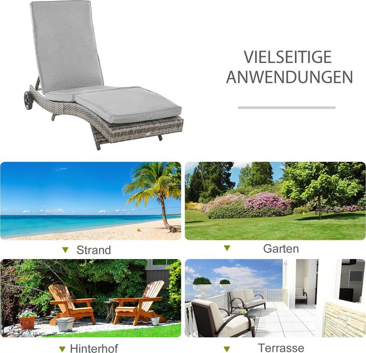 Produktbild Outsunny Gartenliege mit Rädern (207 cm)