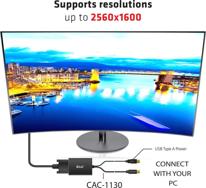 Actual product image Club 3D CAC-1130 (USB-A, Mini DP, 6.10 cm)