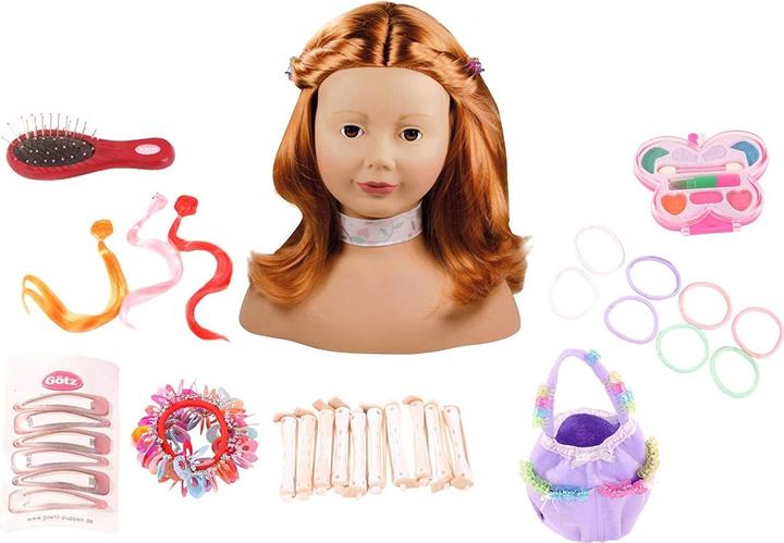 Produktbild Götz 1192054 Haarwerk mit roten Haaren und braunen Augen 28 cm hoher Frisierkopfund Schminkkopf in 58-tei