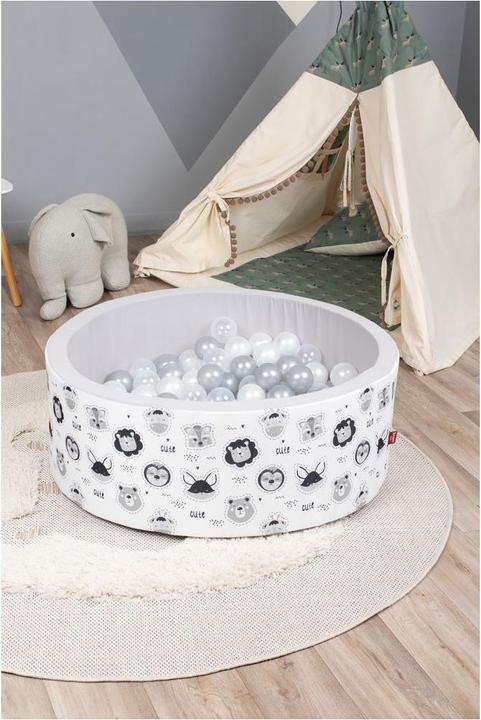 Image du produit Knorrtoys Piscine à balles soft - "Cute Animals" - 150 balles grey/white/transparent (ca. 7 cm)