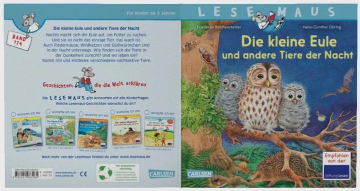 Image du produit LESEMAUS 174: Die kleine Eule und andere Tiere der Nacht (Allemand, Friederun Reichenstetter, Hans-Günther Döring, 2023)