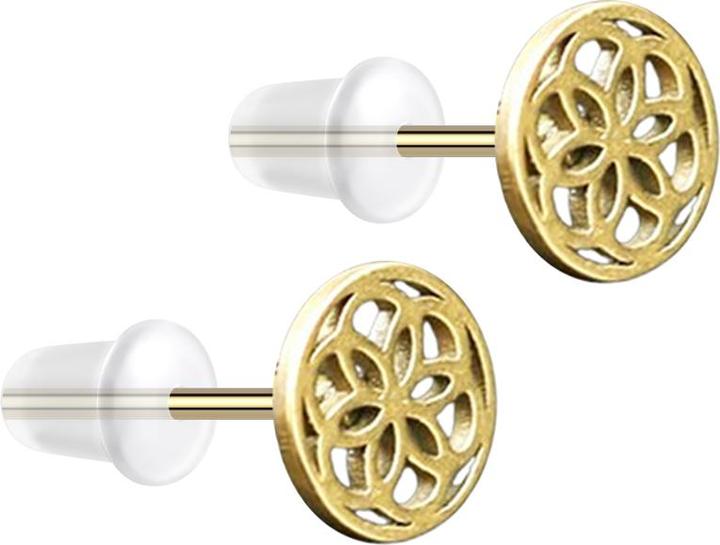 Produktbild Star Piercing Ohrstecker vergoldet Blume des Lebens (ohne Messing, Chirurgenstahl 316L)