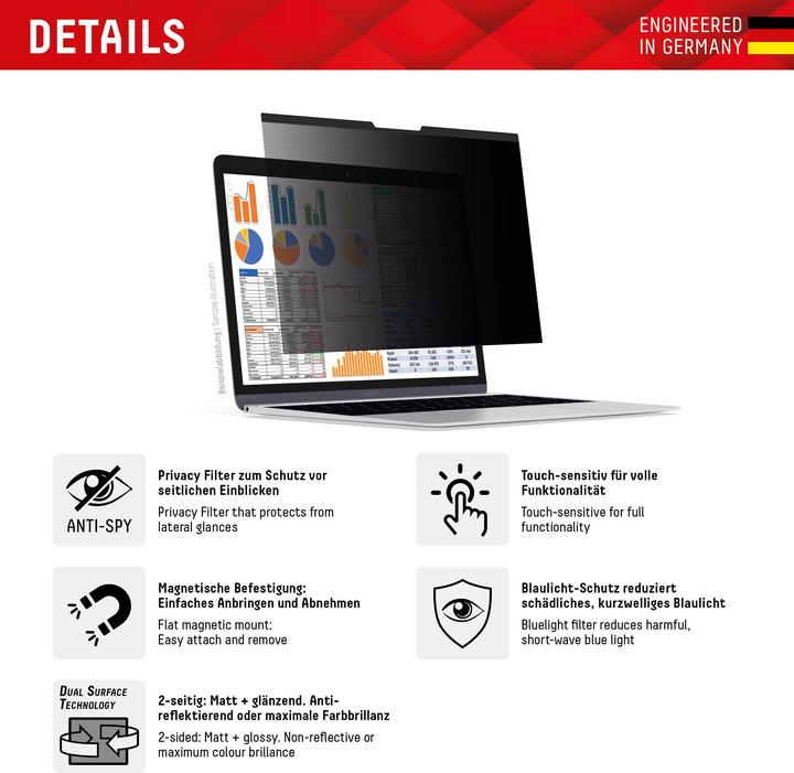 Image du produit Displex Privacy Safe, Laptop Blickschutzfilter (14", 16 : 9)