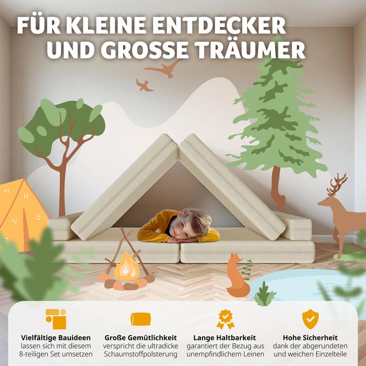 Produktbild tectake Spielsofa Lilly, 8-teilig, mit Schlaffunktion (Kindersofa)