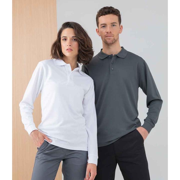 Actual product image Henbury Adults Unisex Long Sleeve Coolplus Piqu Polo Shirt (XXS)