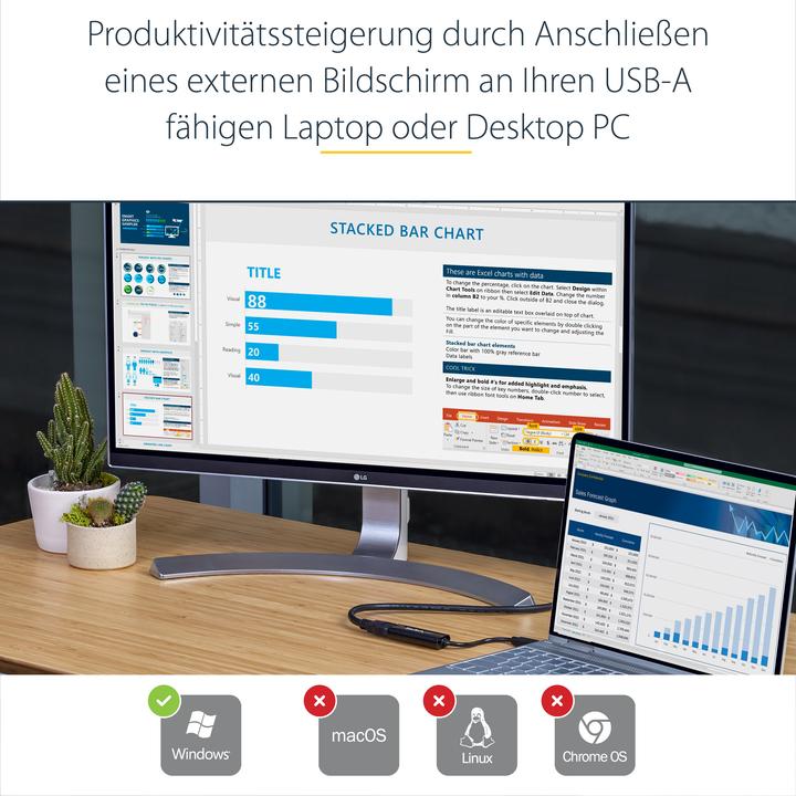 Produktbild StarTech Slim USB 3.0 HDMI Video Card (USB-A, 19 cm)