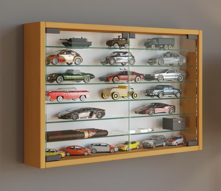 Produktbild VCM Holz Glas Hängevitrine Wandvitrine Sammel Deko Sammler Vitrine Mandosa XL (60 x 10 x 40 cm)