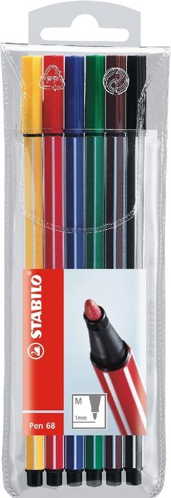 Actual product image STABILO Pen 68 Premium felt-tip pen (Red, Black, Green, Blue, Brown, Yellow, Turquoise, 6 x)