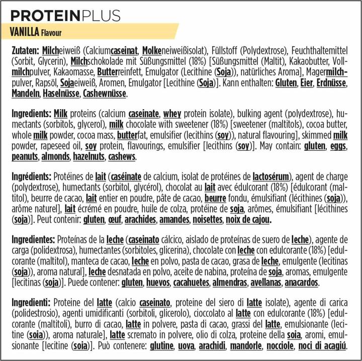 Valeurs nutritives et ingrédients Powerbar Protein Plus Low Sugar (Vanille, 16 pcs, 660 g)