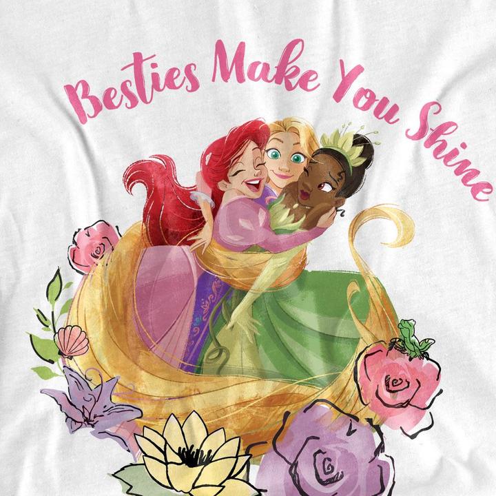 Immagine prodotto Disney Princess Besties Shine Maglietta Ariel Rapunzel Tiana Adulto Unisex (L)